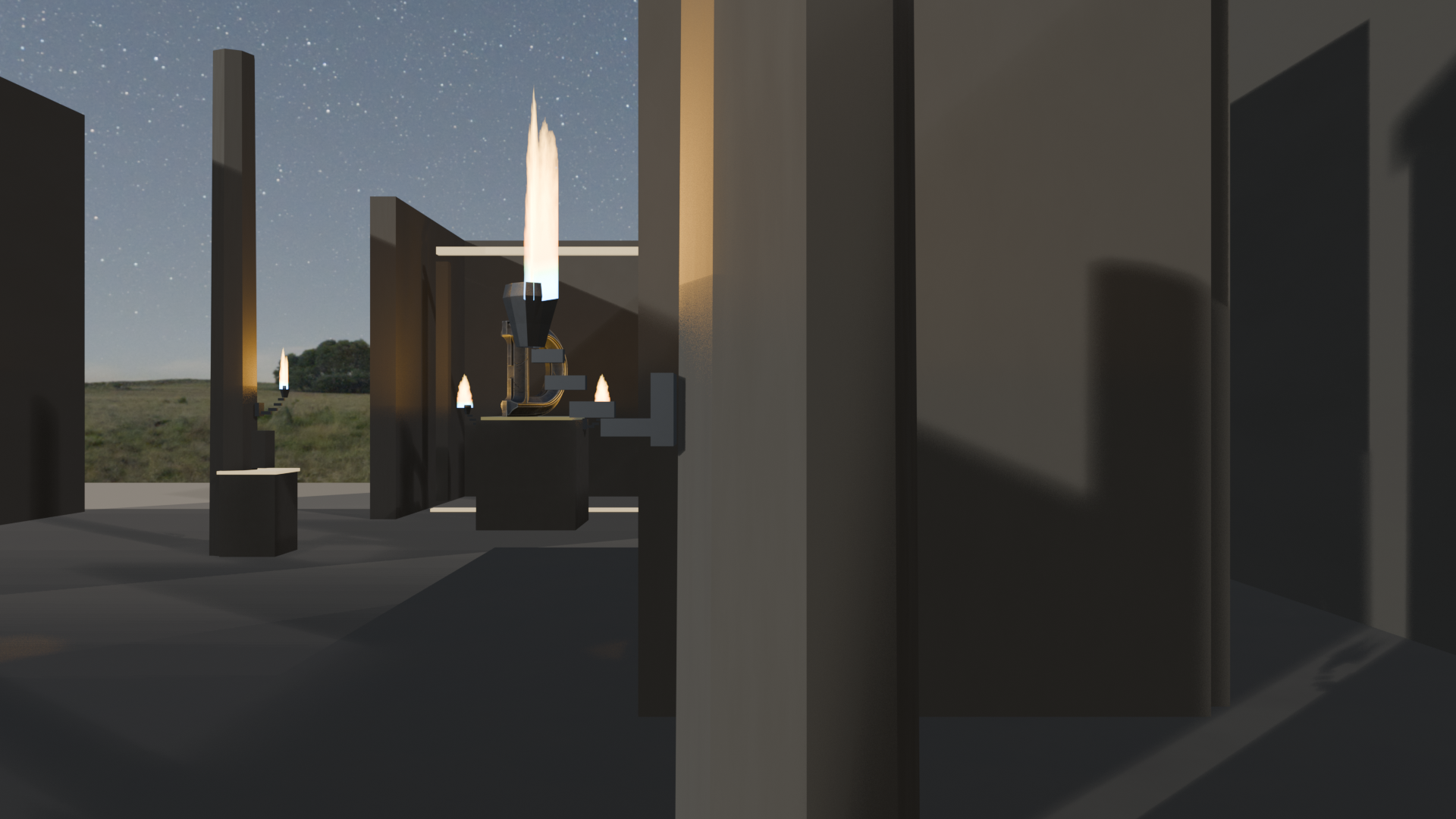 Hall torch light and pylons